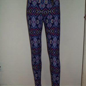 New Mix PURPLE & BLUE GEOMETRIC Brushed Fiber Leggings